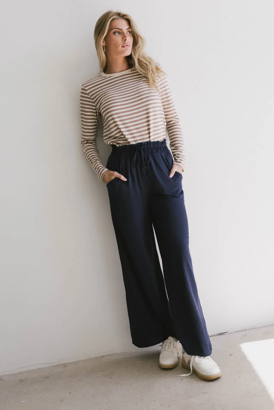 Mina Wide Leg Pants in Navy