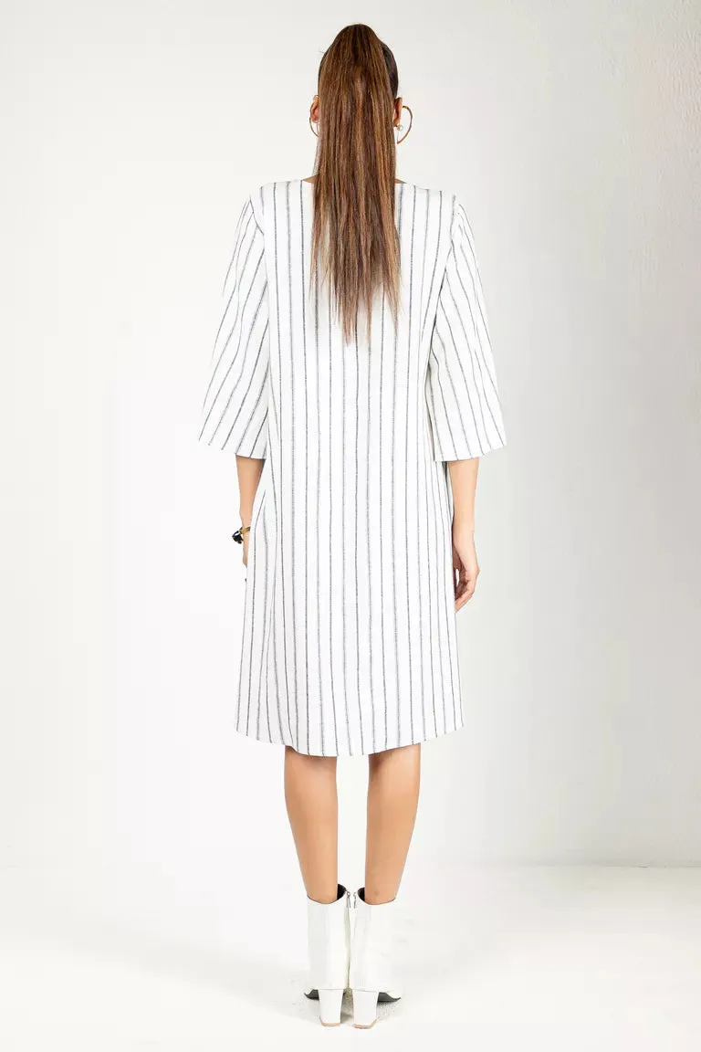 Off-White Striped Linen Dress