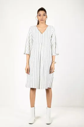 Off-White Striped Linen Dress