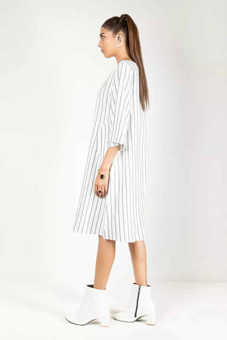 Off-White Striped Linen Dress