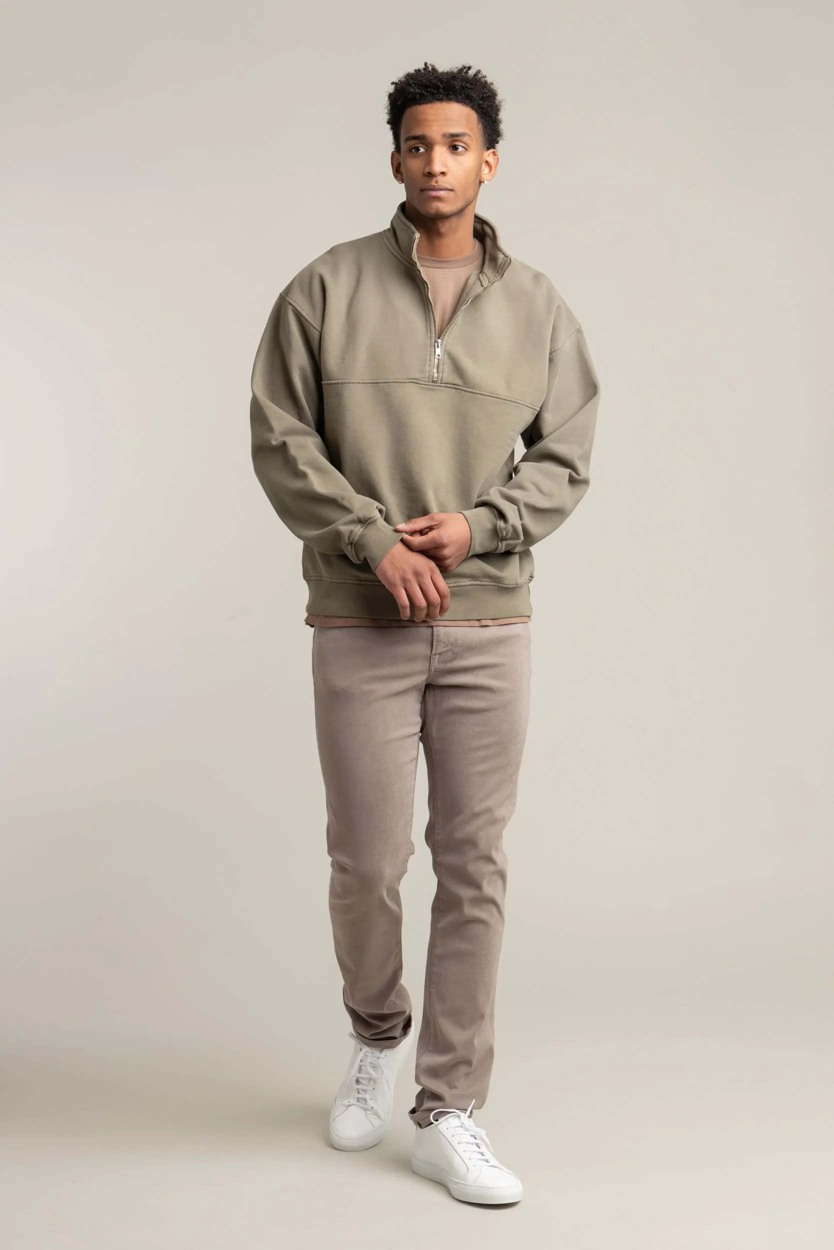 Olive Organic Quarter-Zip