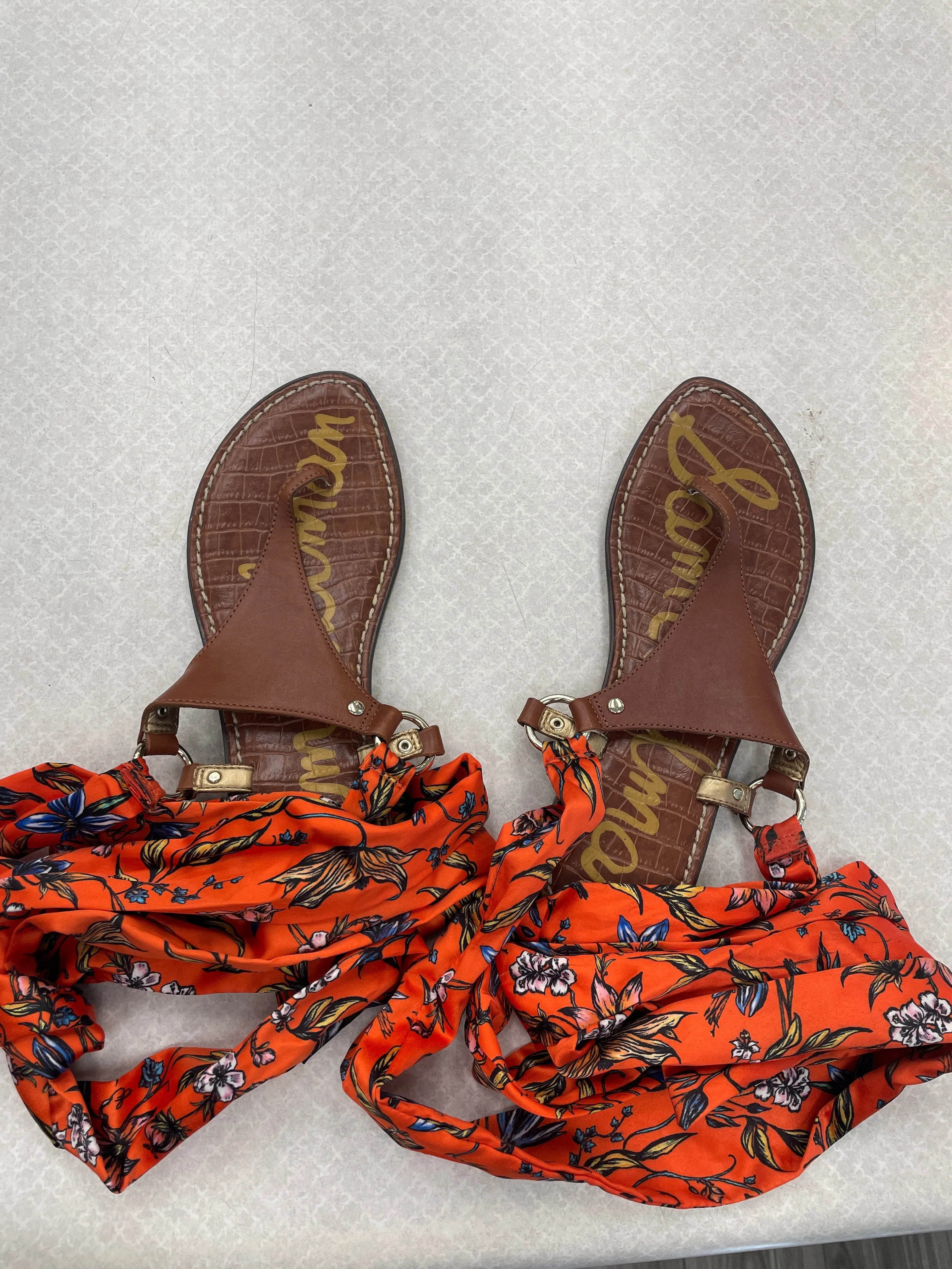 Orange Sandals Flats Sam Edelman, Size 7.5