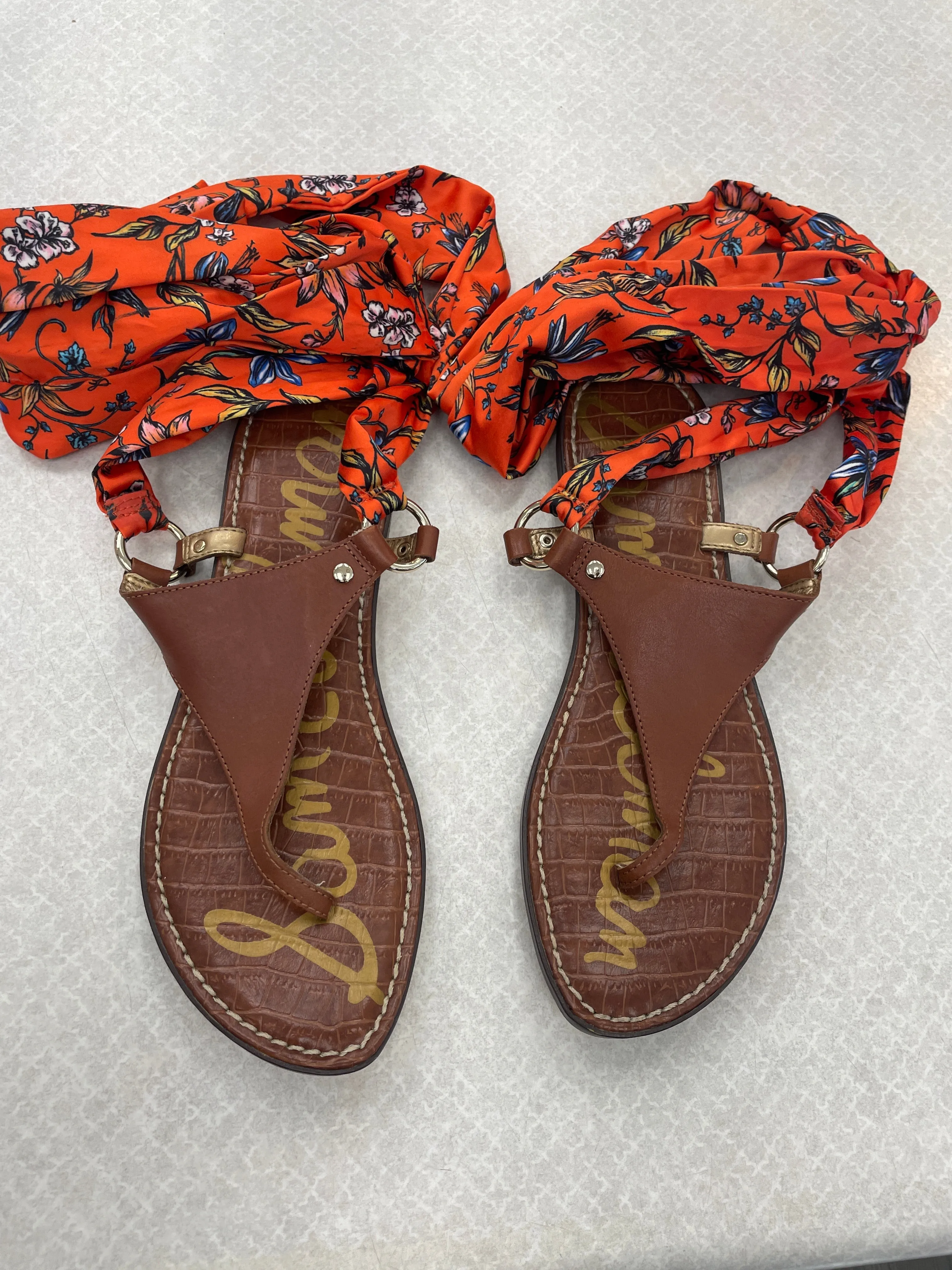 Orange Sandals Flats Sam Edelman, Size 7.5