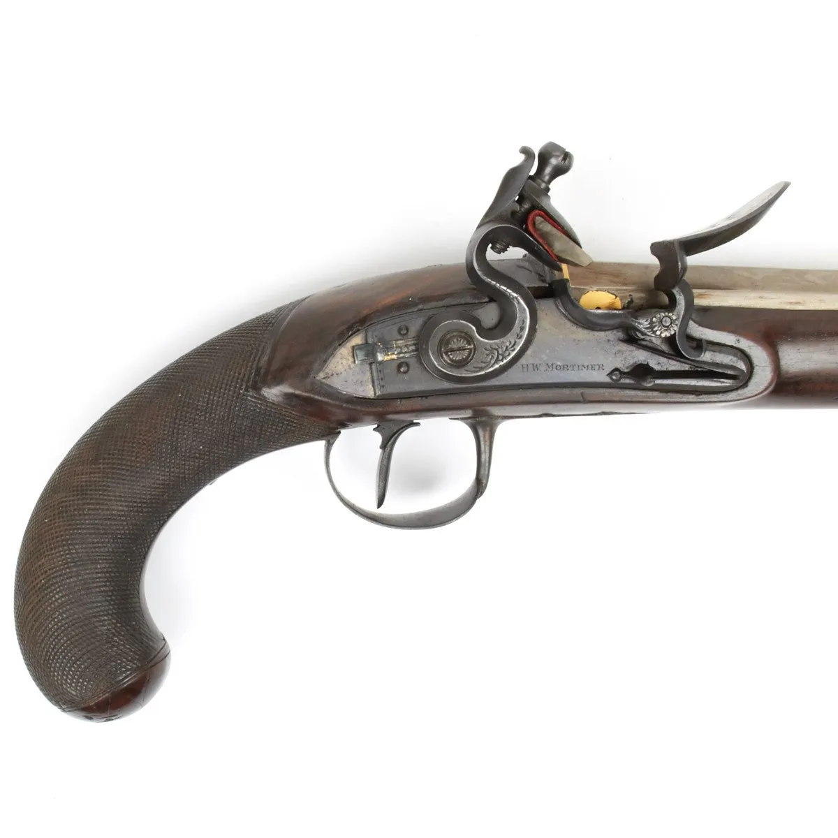 Original 19th Century English Flintlock Dueling Pistol with Set Trigger by H.W. Mortimer - circa 1810