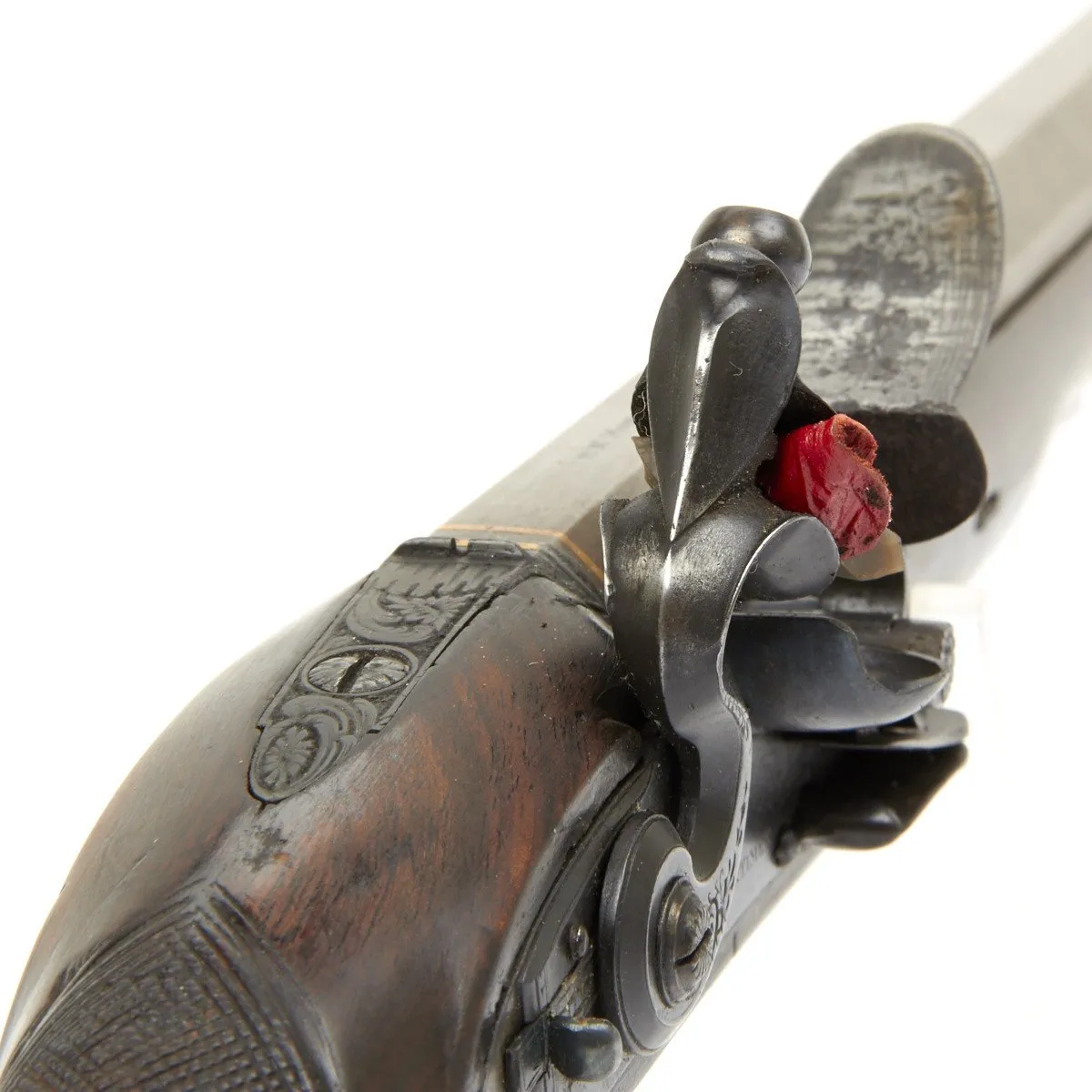 Original 19th Century English Flintlock Dueling Pistol with Set Trigger by H.W. Mortimer - circa 1810