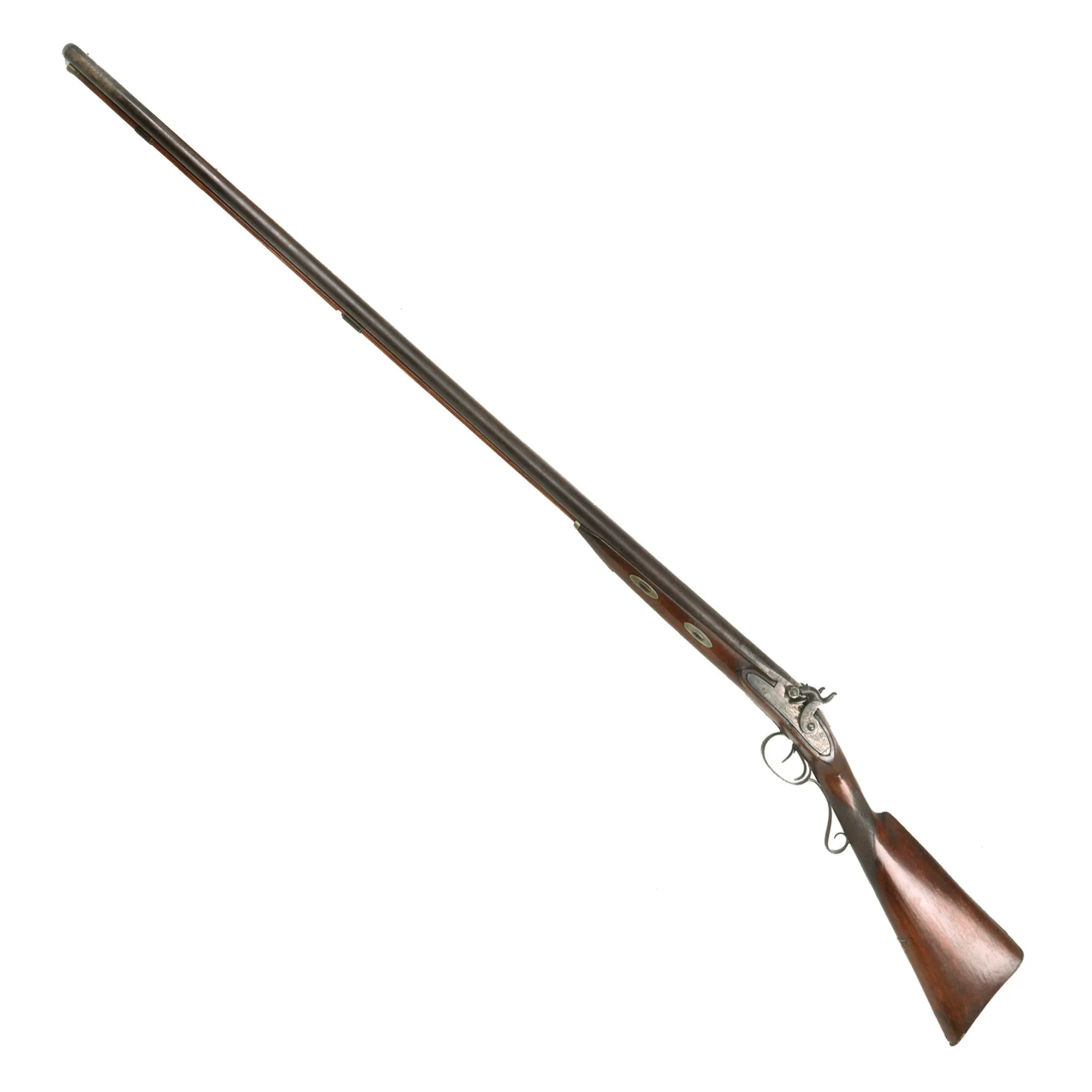 Original British 11 Bore Double Barrel Percussion Shotgun by W. Farot with Massive 46" Damascus Barrels - circa 1850