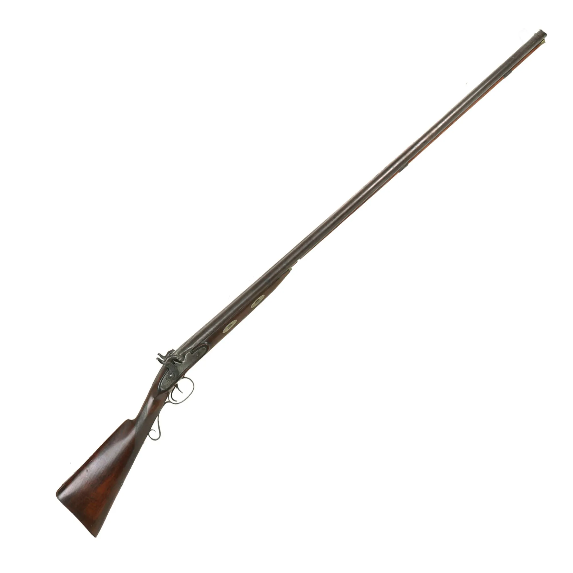 Original British 11 Bore Double Barrel Percussion Shotgun by W. Farot with Massive 46" Damascus Barrels - circa 1850