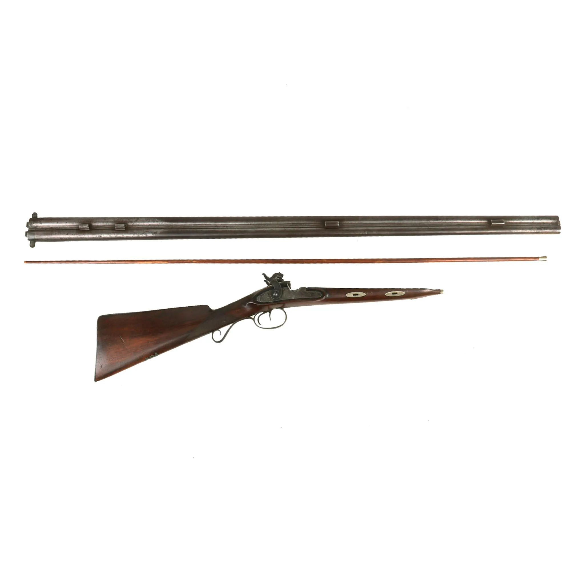 Original British 11 Bore Double Barrel Percussion Shotgun by W. Farot with Massive 46" Damascus Barrels - circa 1850