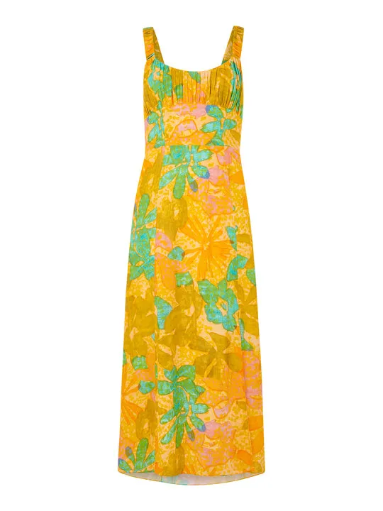 Palm Floral Carmel Dress