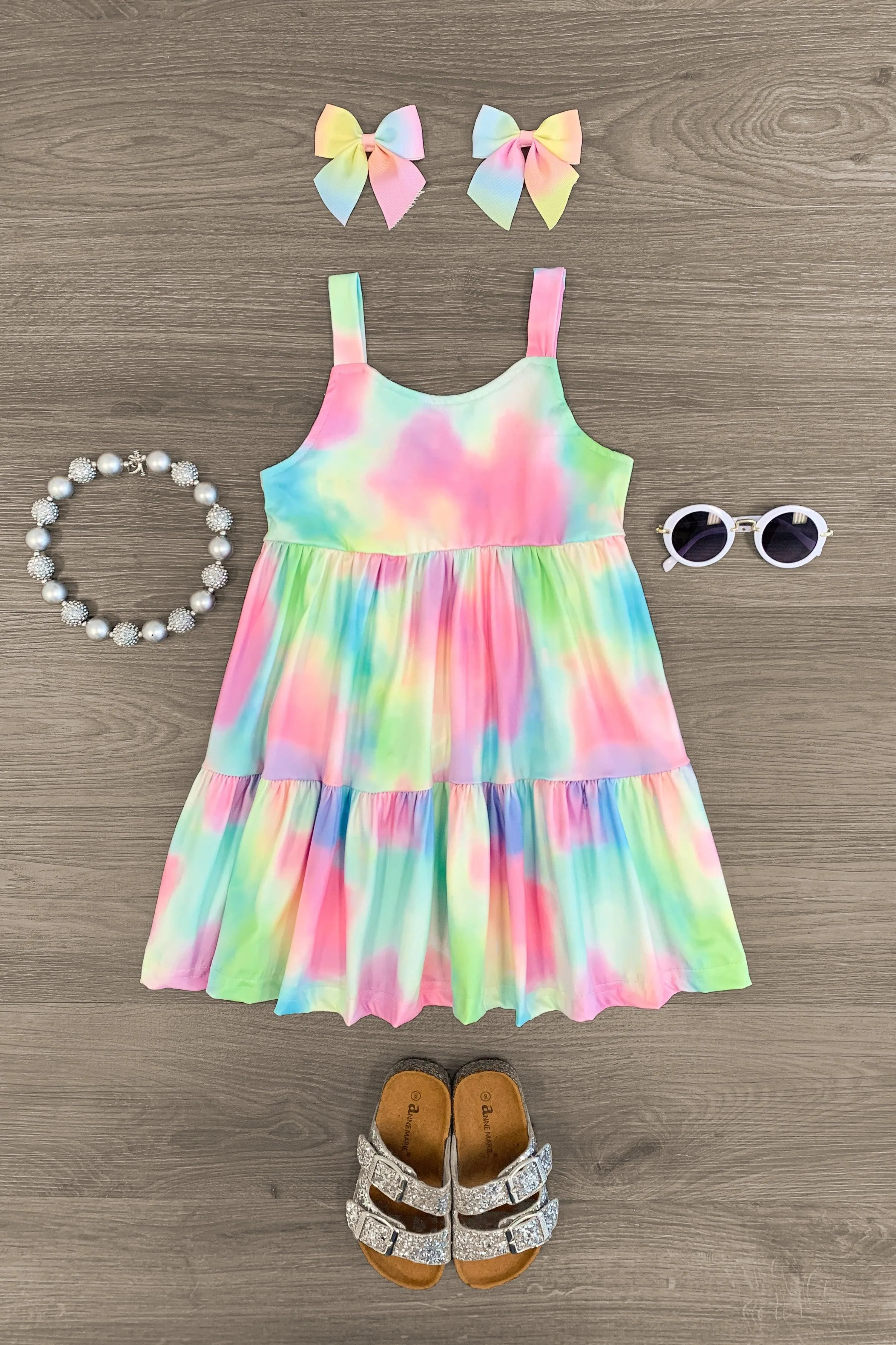 Pastel Tie Dye Tiered Tank Dress