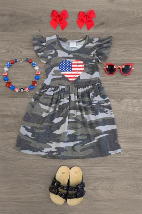 Patriotic Heart Camo Dress