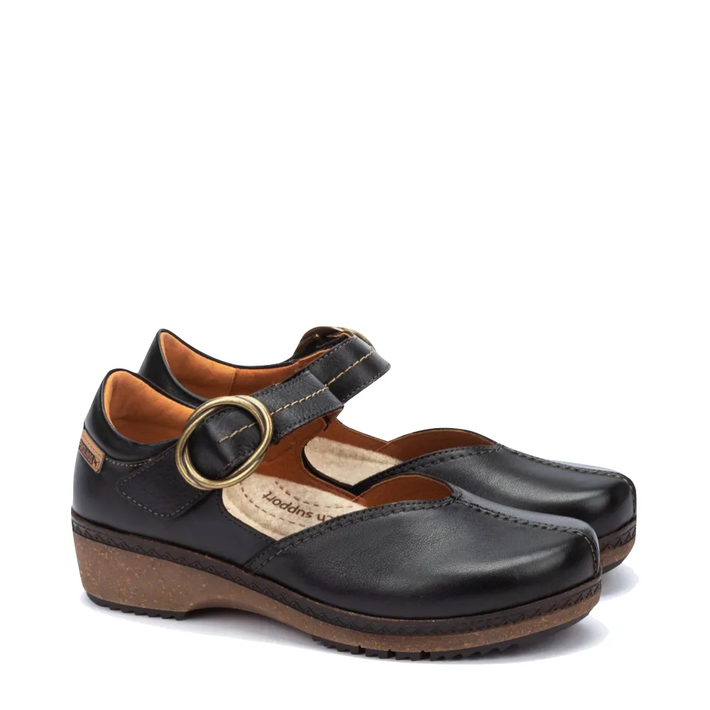 Pikolinos Women's Granada Leather Mary-Jane in Black