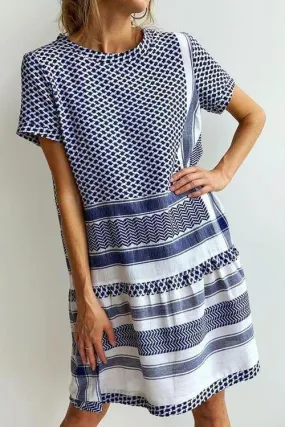 Print Short Sleeve Loose Dress