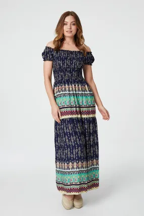 Printed Off The Shoulder Maxi Dress