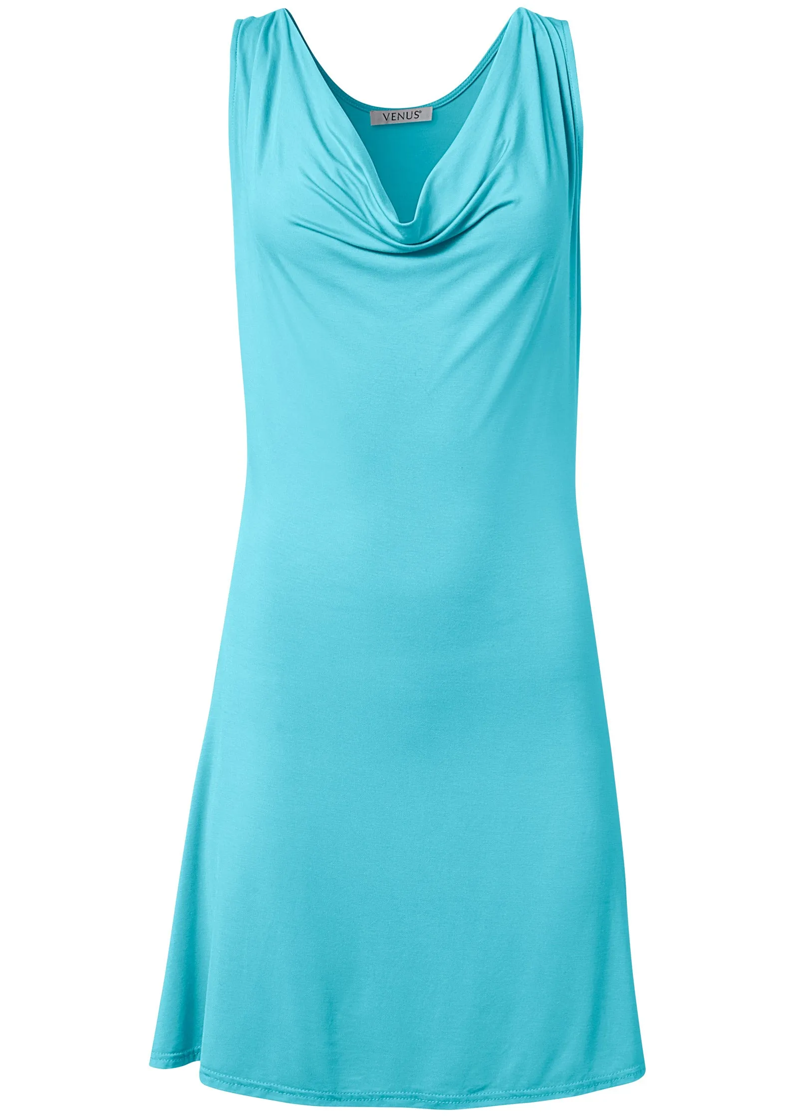 Racerback Cowl Neck Dress - Aqua Reef