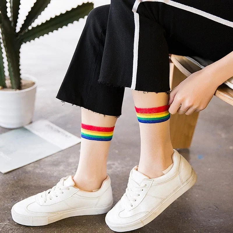 Rainbow Kawaii Transparent Socks