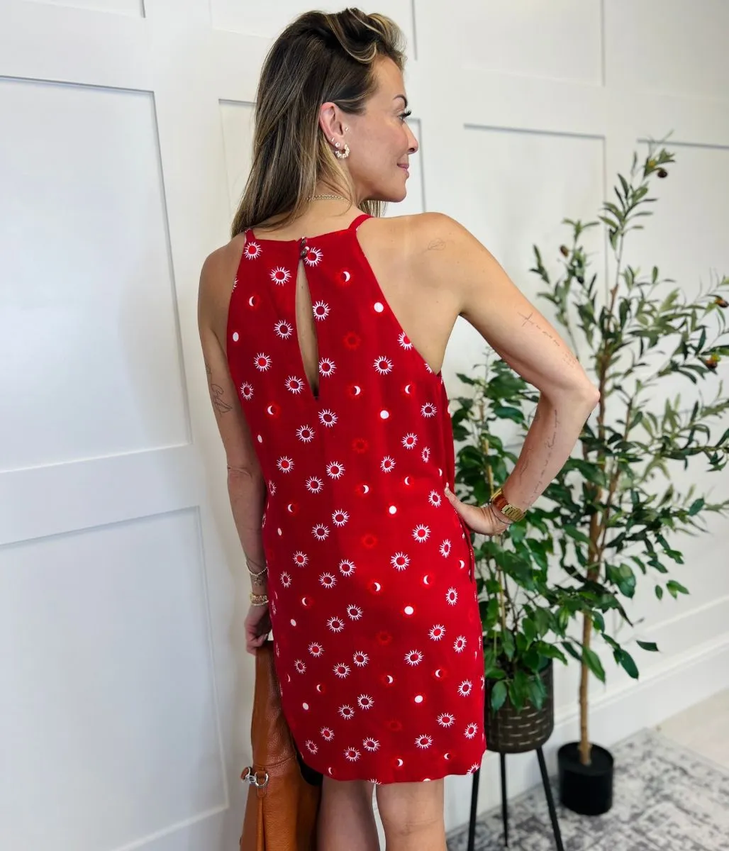 Red Linen Blend Mini Dress