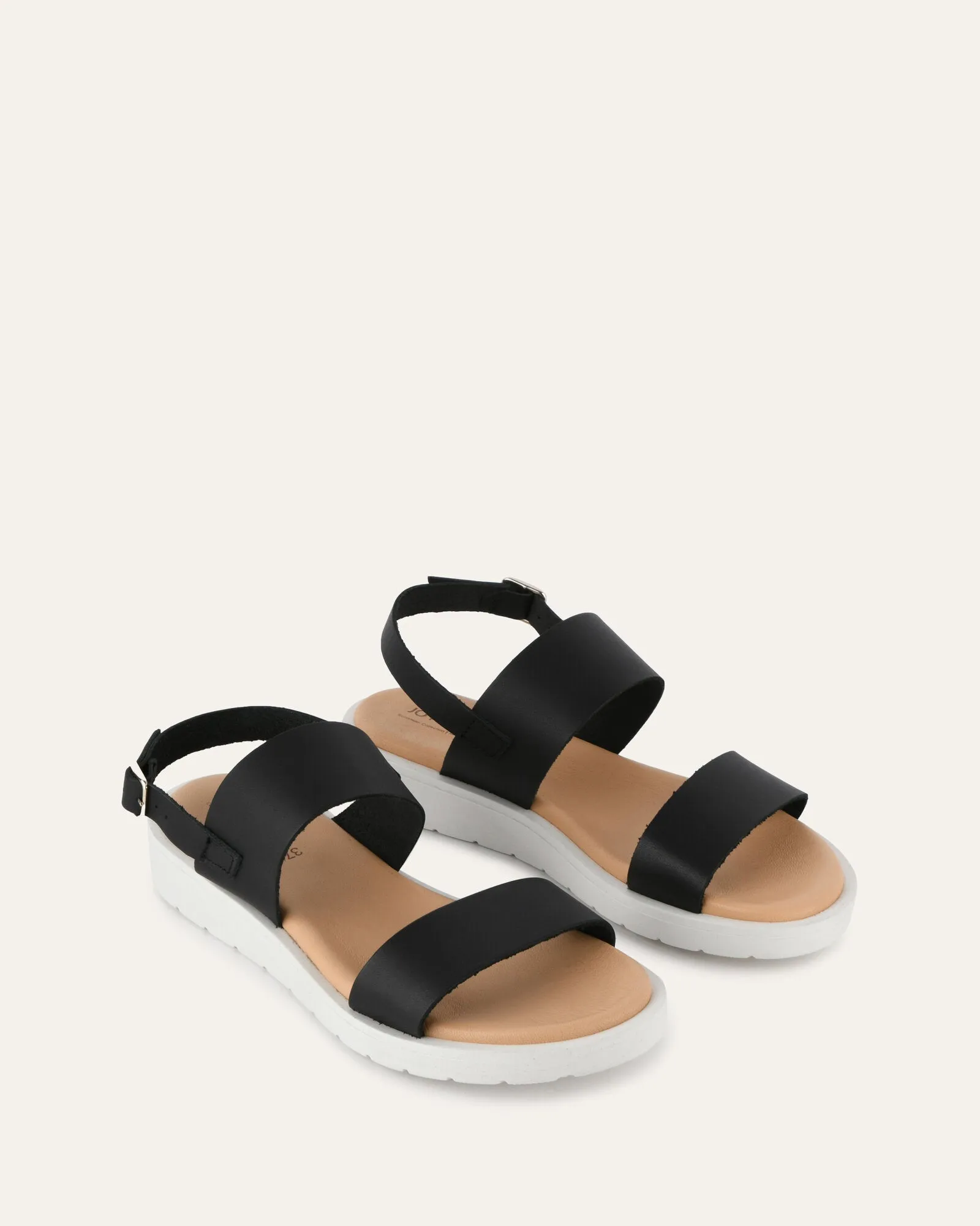 ROSALIE FLAT SANDALS BLACK LEATHER