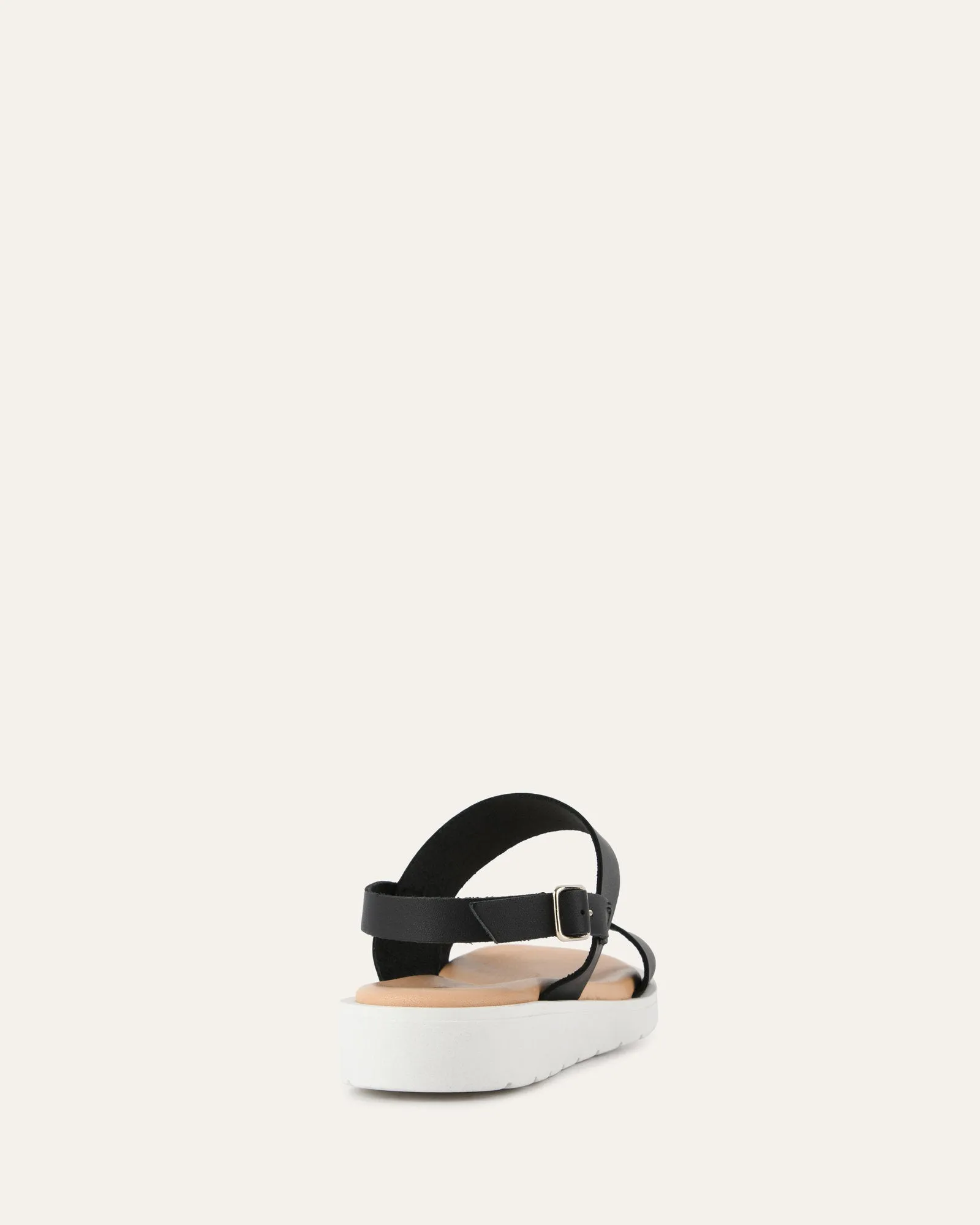 ROSALIE FLAT SANDALS BLACK LEATHER