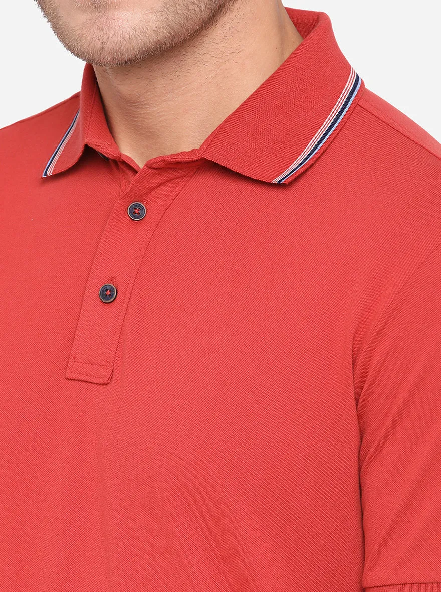 Rust Solid Slim Fit Polo T-Shirt | JadeBlue