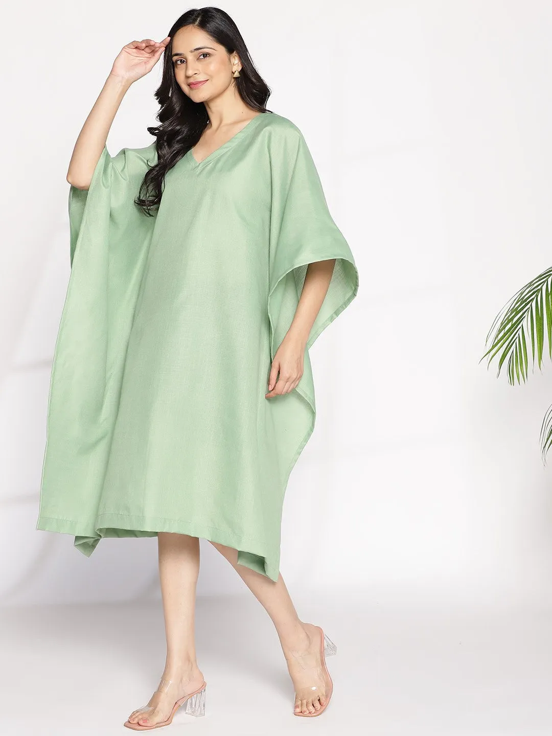 Sagegreen CottonSlub LongKaftan