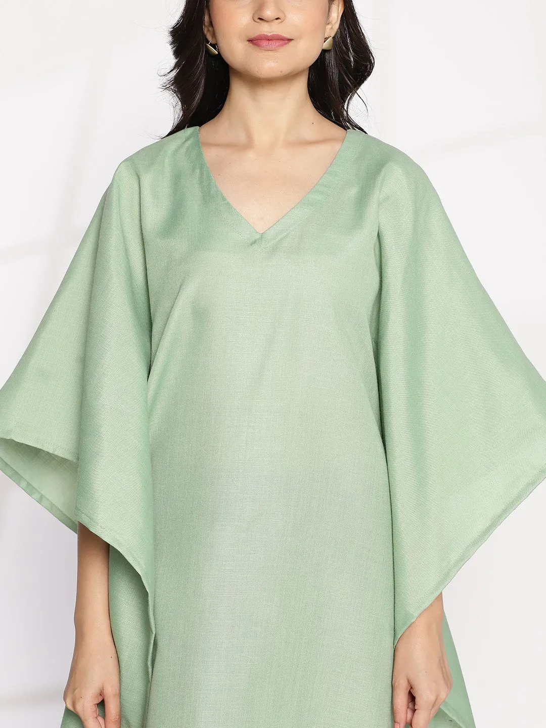 Sagegreen CottonSlub LongKaftan