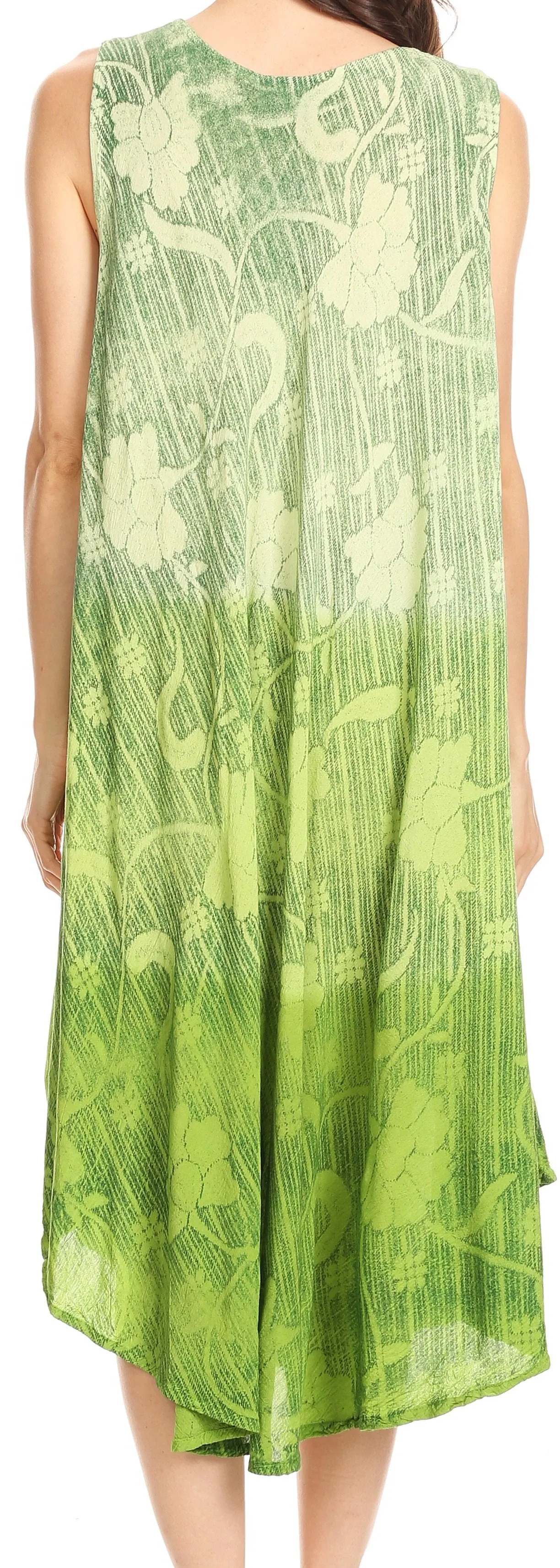 Sakkas Alicia Ombre Vine Print Batik Dress / Cover Up with Sequins and Embroidery