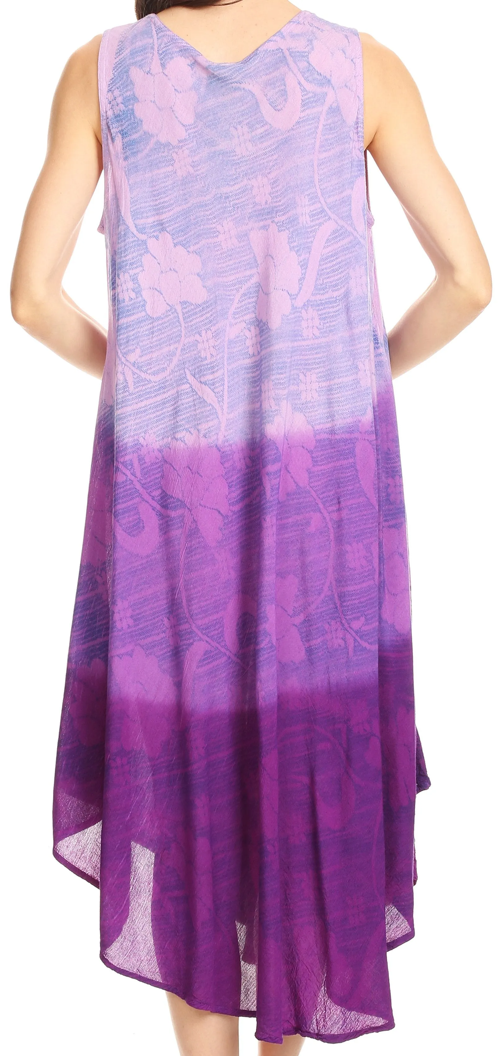 Sakkas Alicia Ombre Vine Print Batik Dress / Cover Up with Sequins and Embroidery