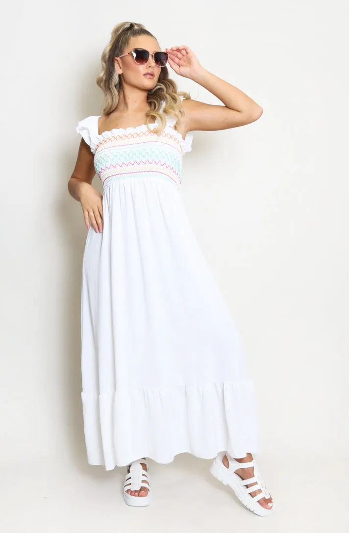 Shirred Bodice Maxi Dress