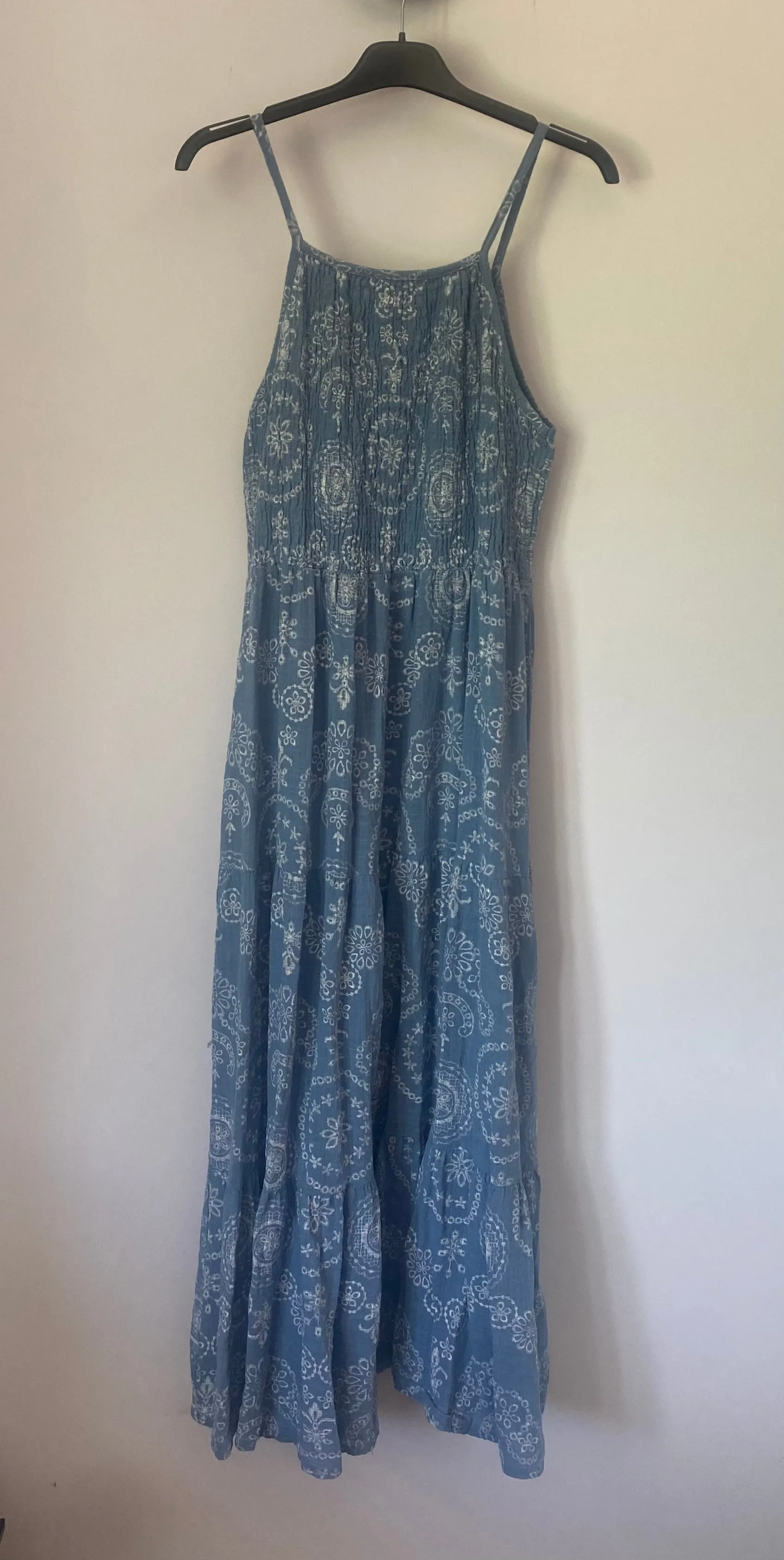 Shirred Bodice Paisley Print Maxi Dress