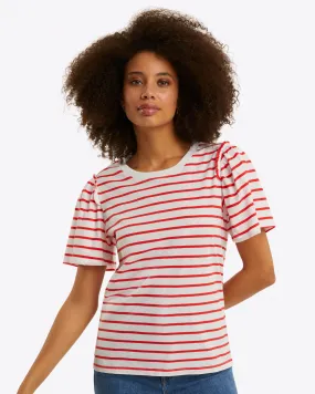 Short Sleeve Easy Knit Top in Stripe