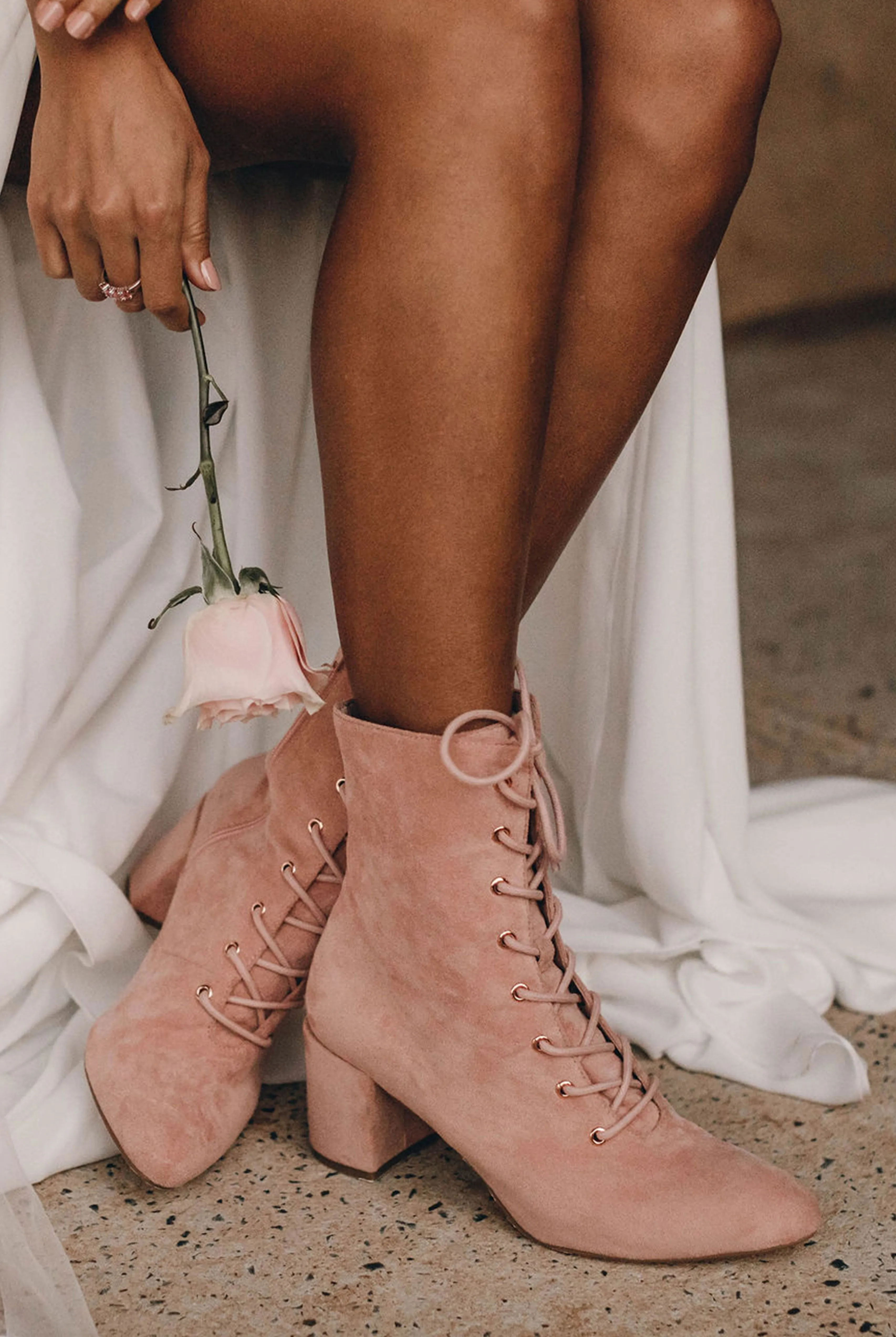 SUGAR - PINK BRIDAL BOOTIES