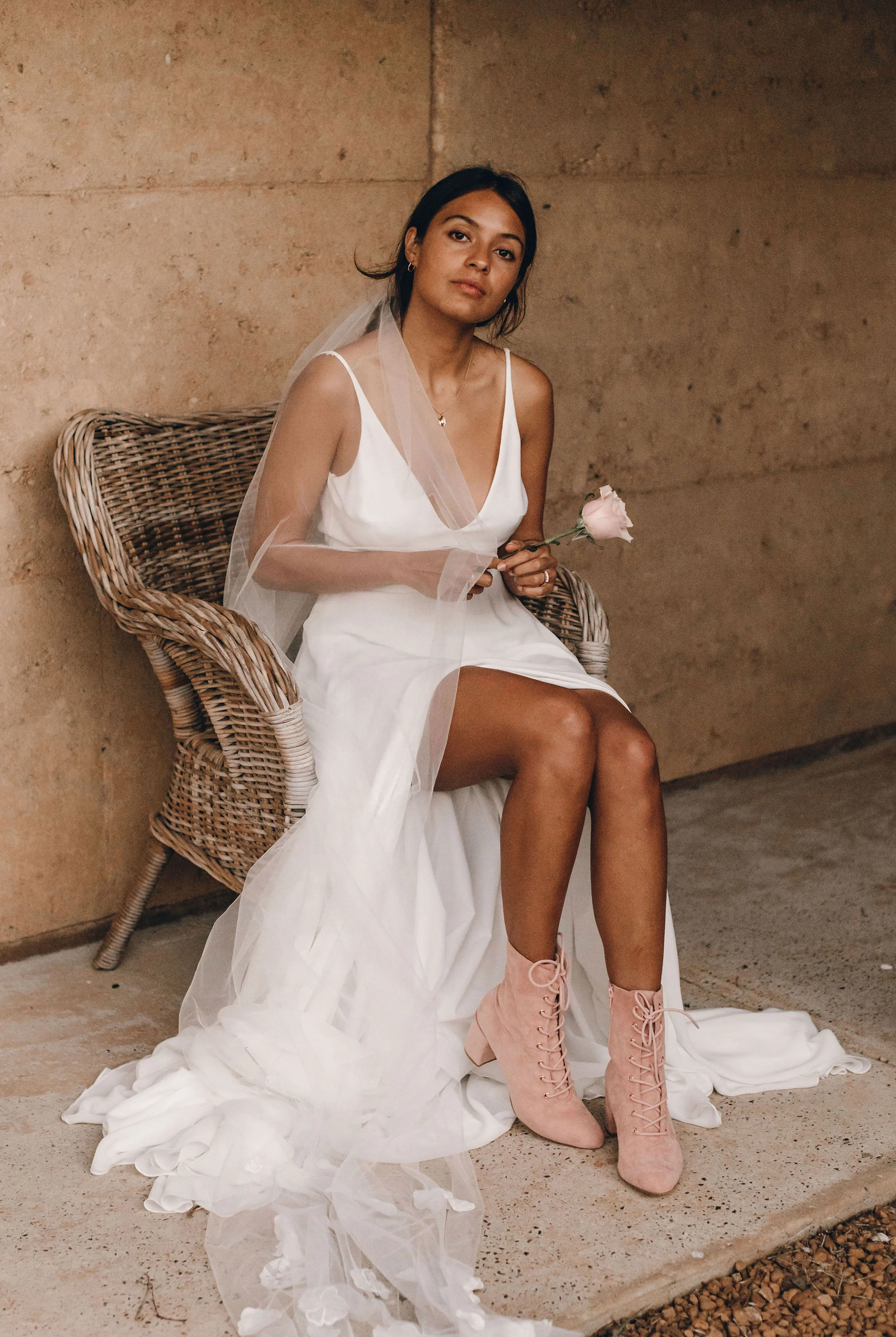 SUGAR - PINK BRIDAL BOOTIES