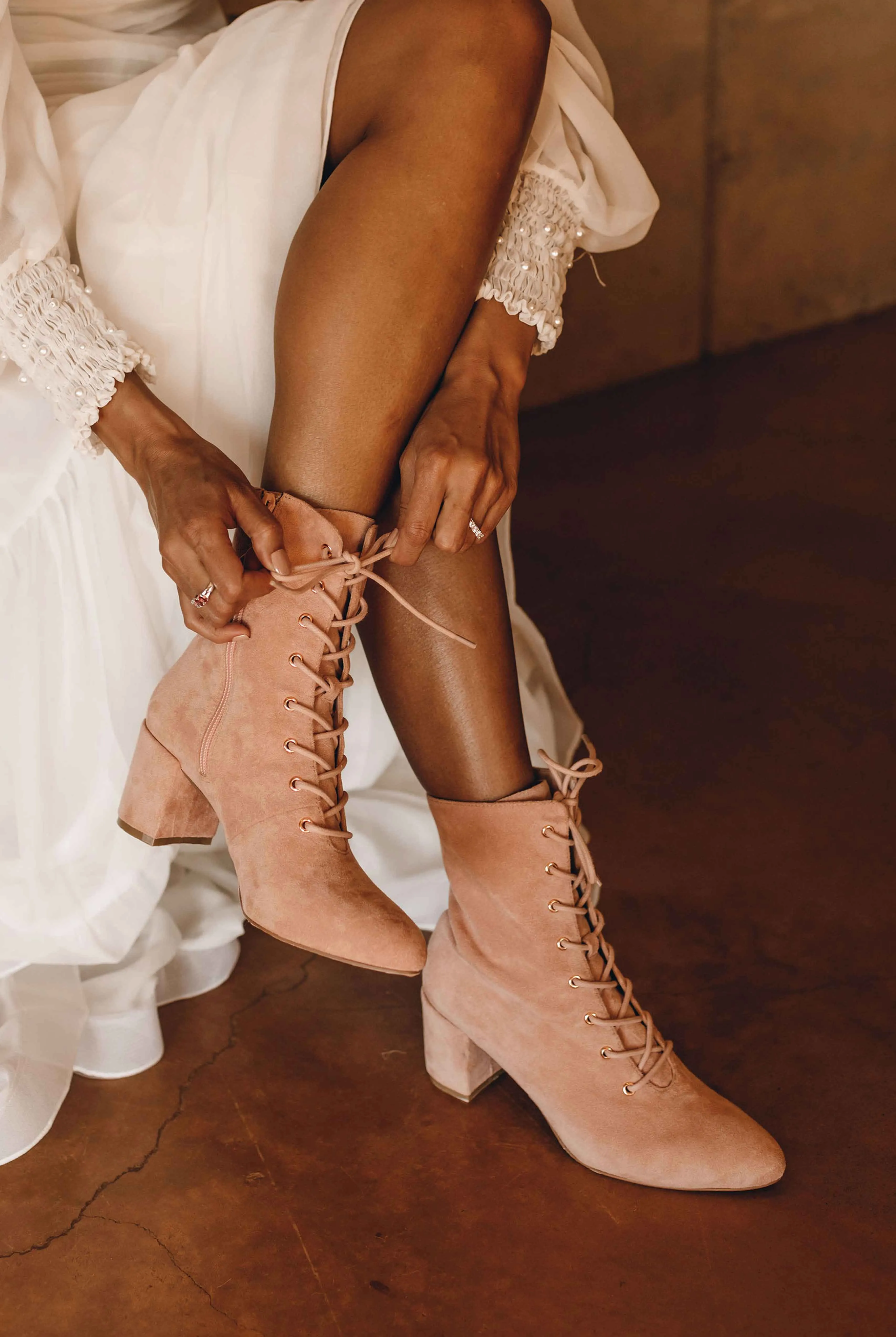 SUGAR - PINK BRIDAL BOOTIES