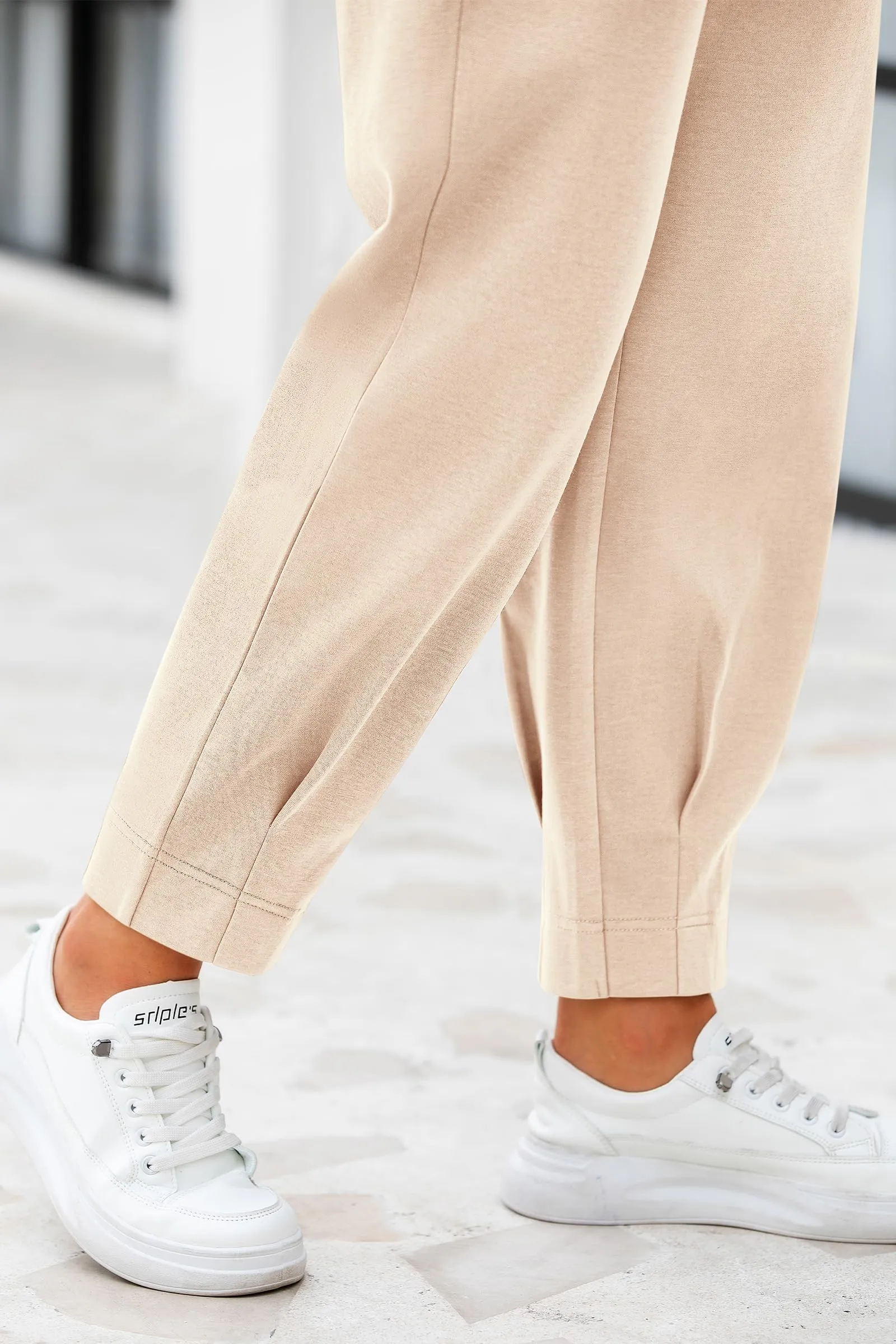 Summer High Waisted Ankle Length Trouser Slacks With Pockets