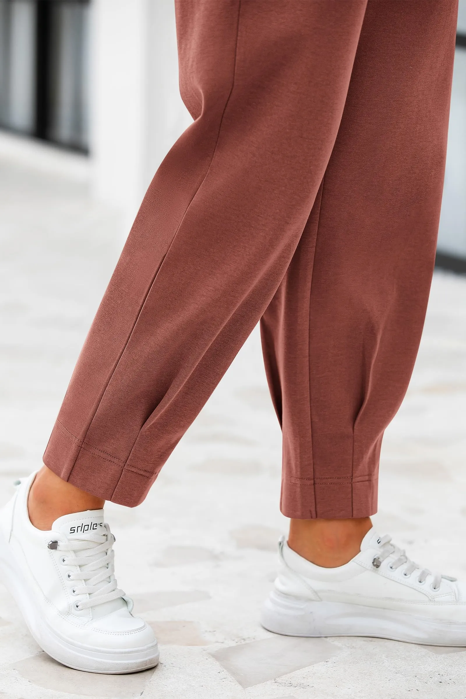 Summer High Waisted Ankle Length Trouser Slacks With Pockets