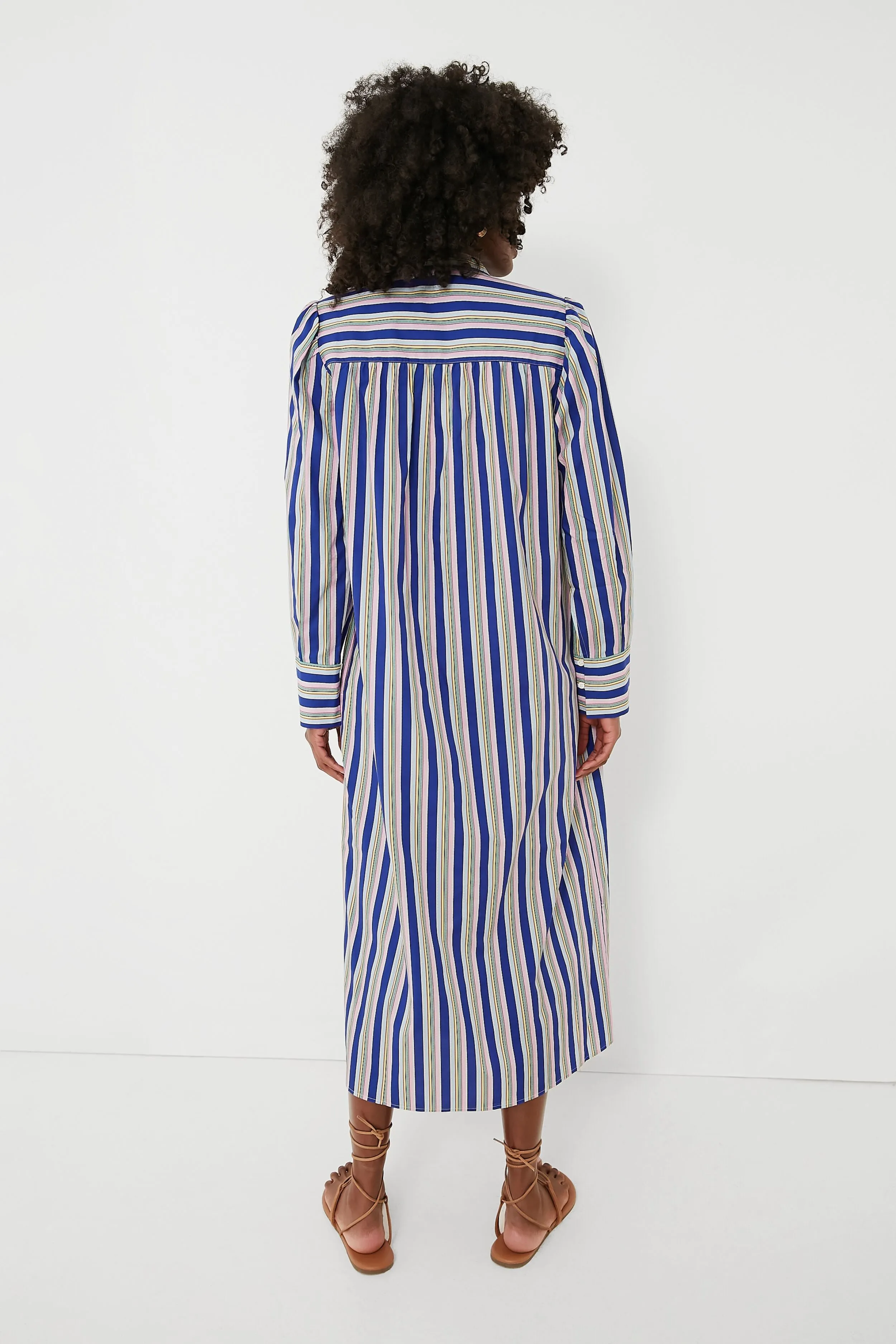 Swedish Blue Positano Stripe Shirt Dress