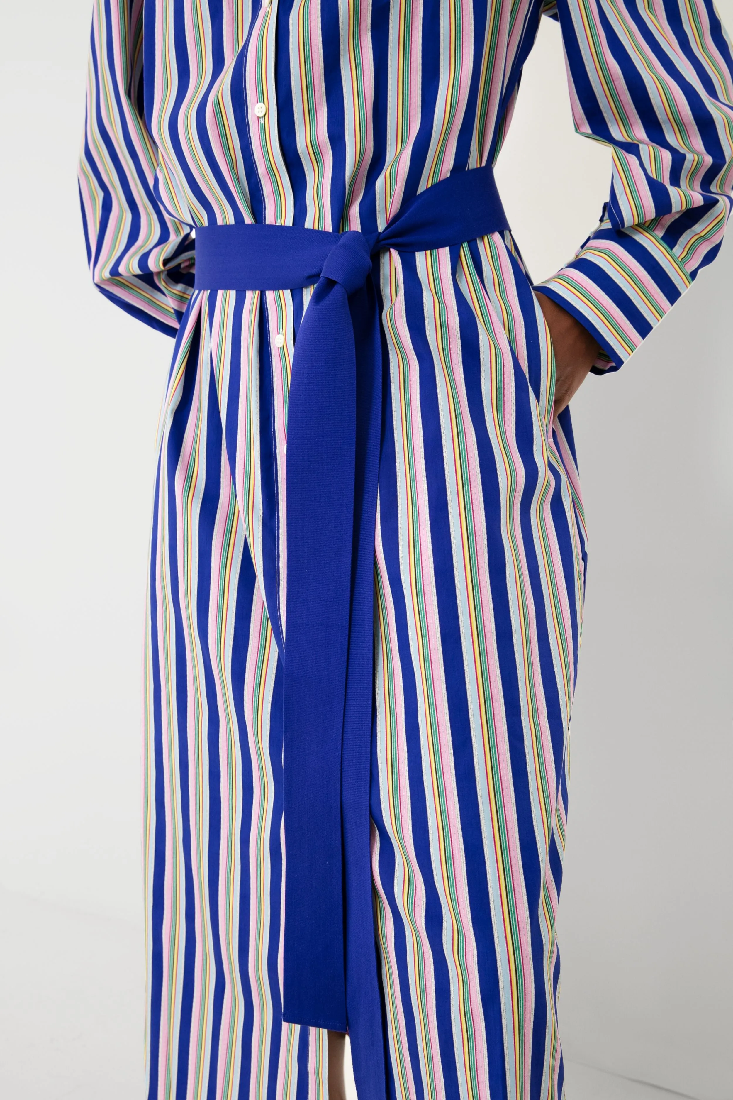 Swedish Blue Positano Stripe Shirt Dress