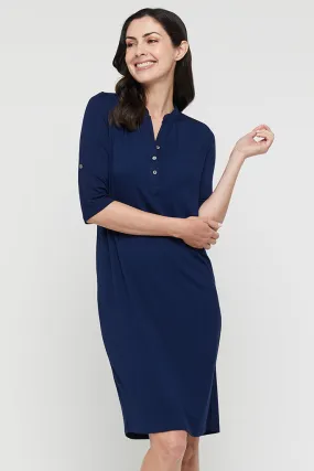 Tab Sleeve Dress- Navy