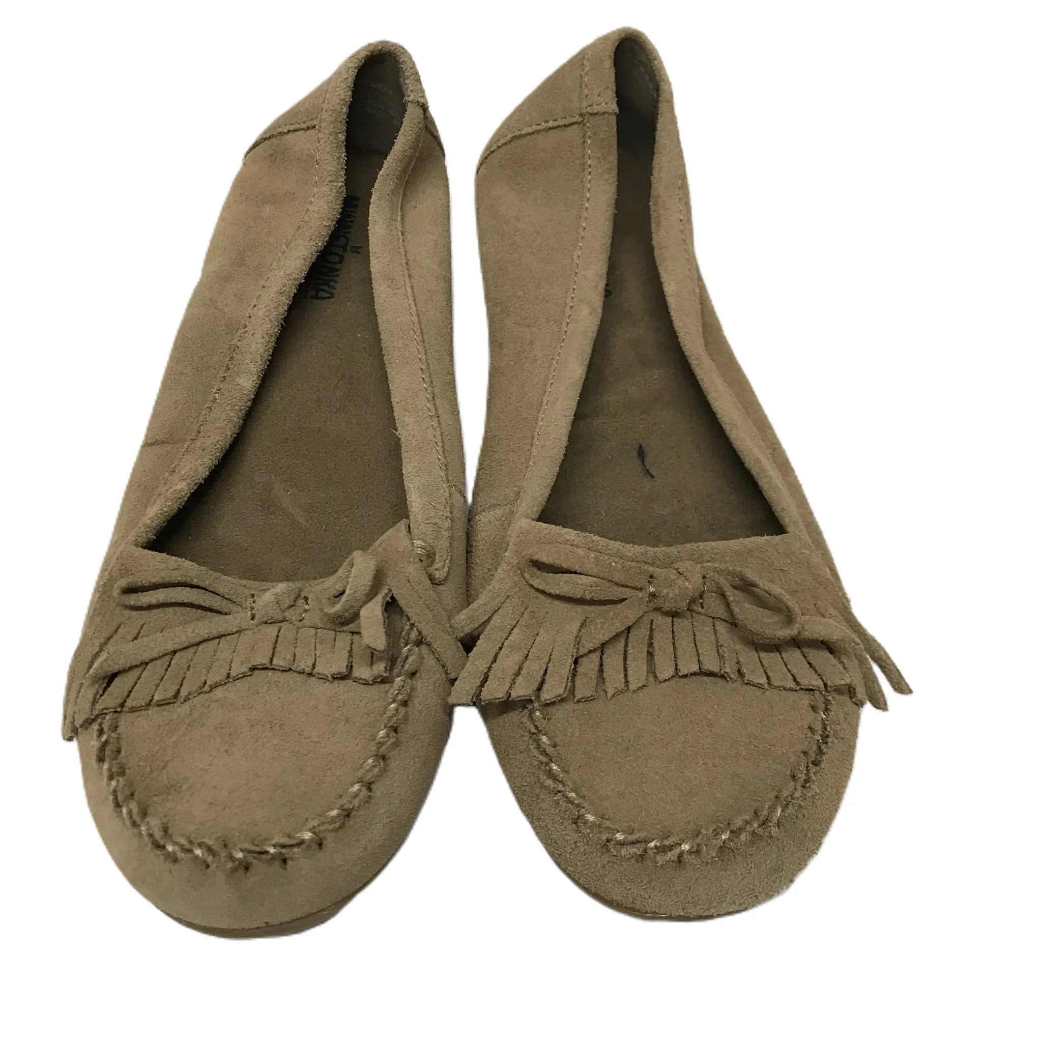 Tan Shoes Flats By Minnetonka, Size: 8.5