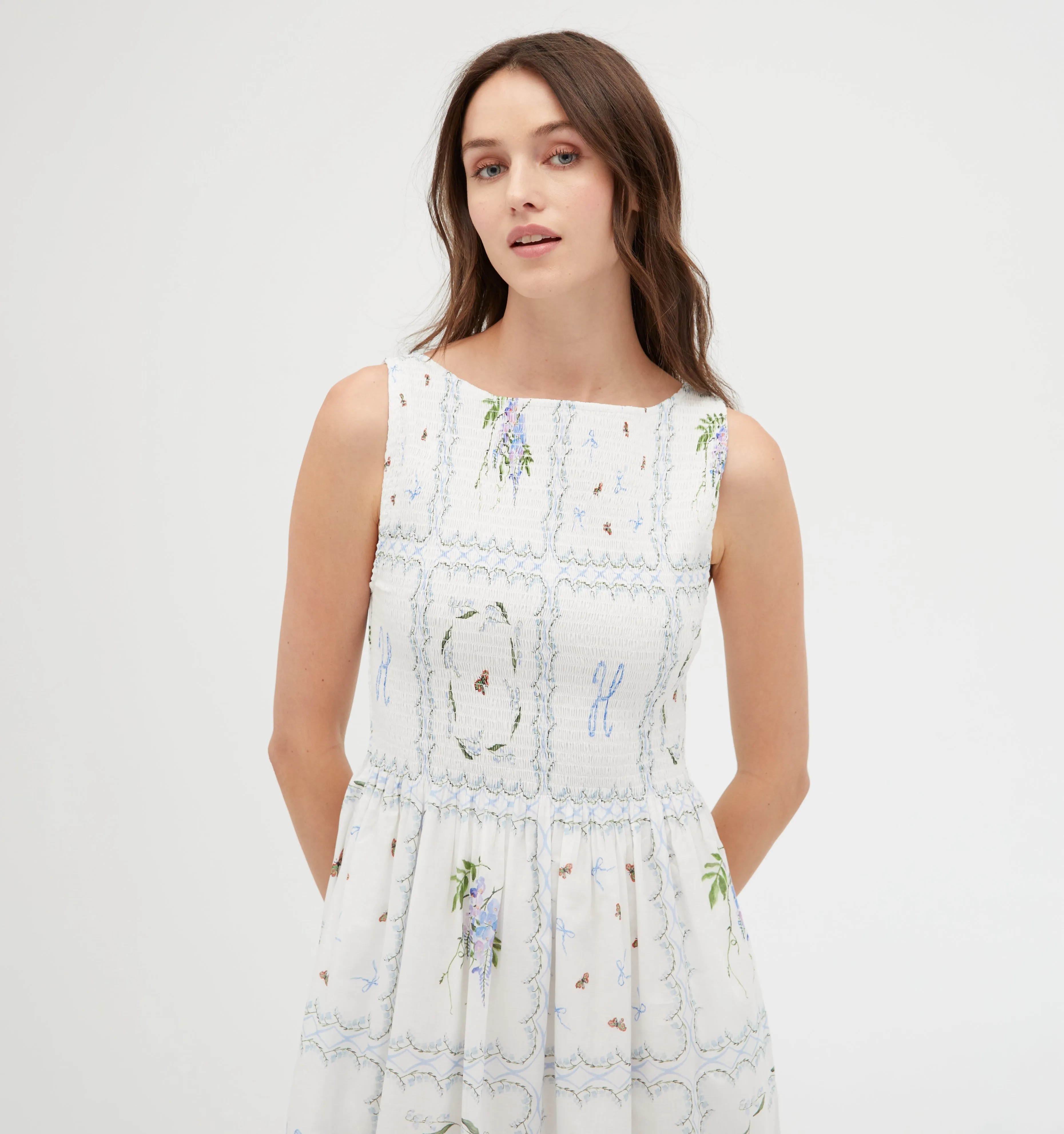 The Cosima Nap Dress - White Floral Patchwork