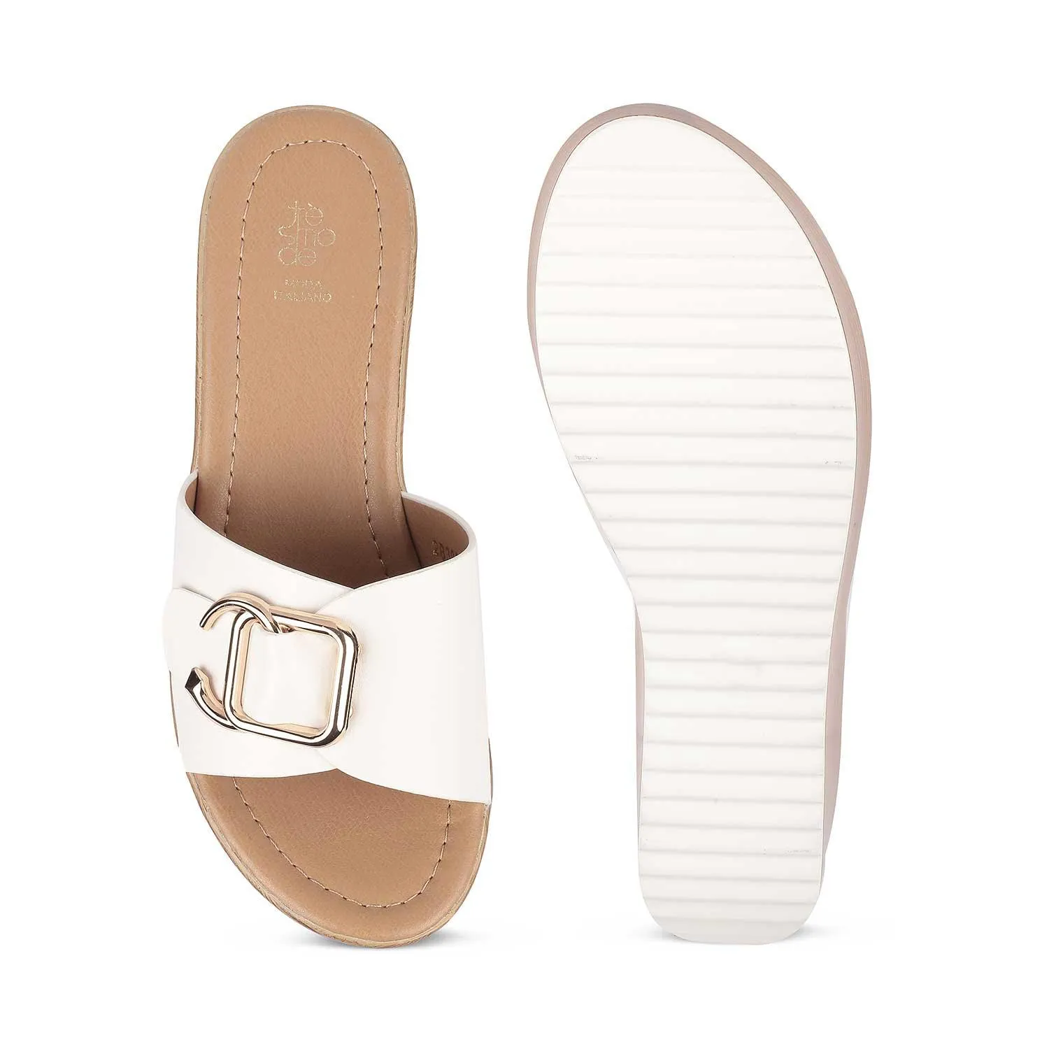 Tresmode Tredge White Women's Dress Wedge Sandals