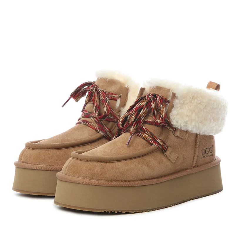 UGG Premium Fluffy-Lace Platform Boots