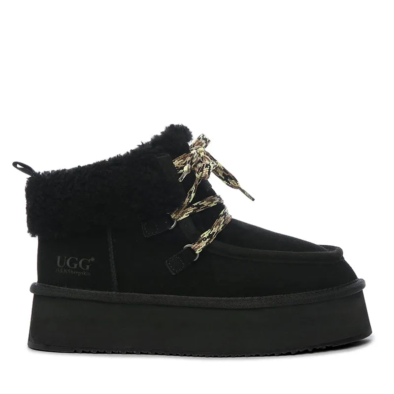 UGG Premium Fluffy-Lace Platform Boots