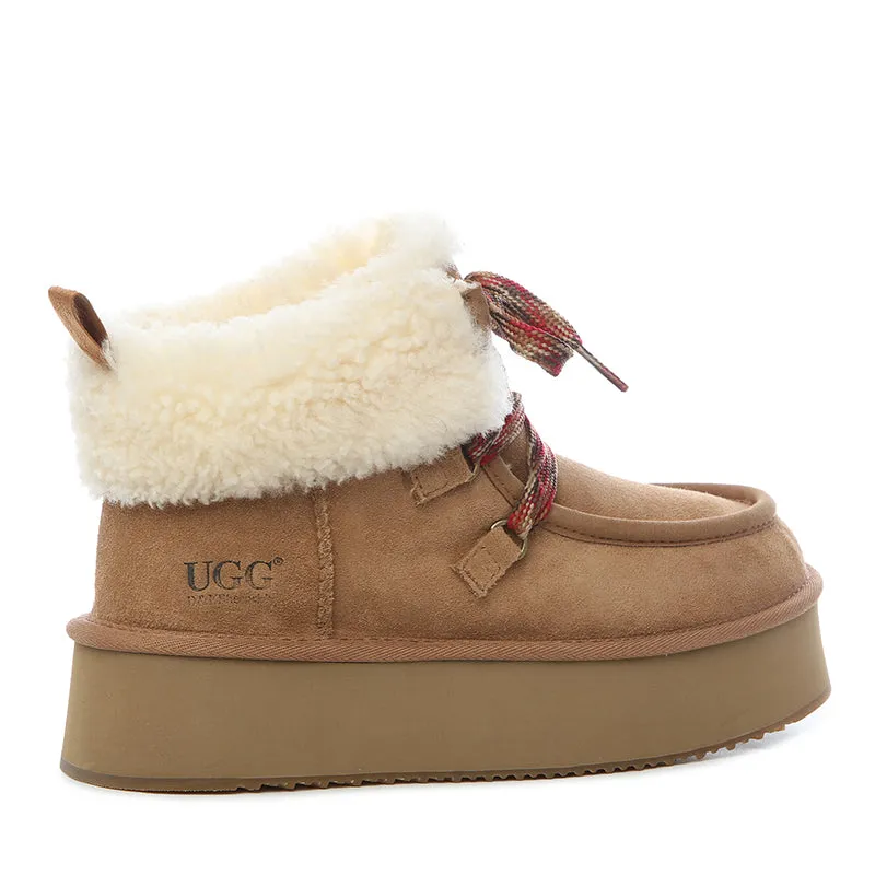 UGG Premium Fluffy-Lace Platform Boots