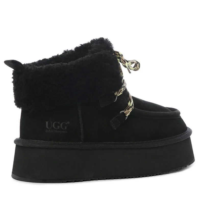 UGG Premium Fluffy-Lace Platform Boots