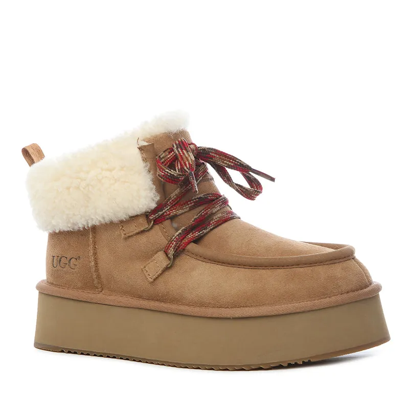 UGG Premium Fluffy-Lace Platform Boots