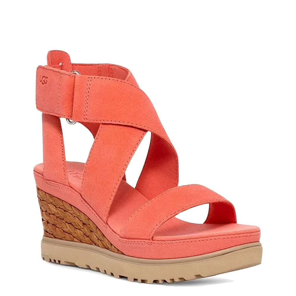 Ugg Women's Ileana Ankle Wedge Sandal in Vibrant Coral