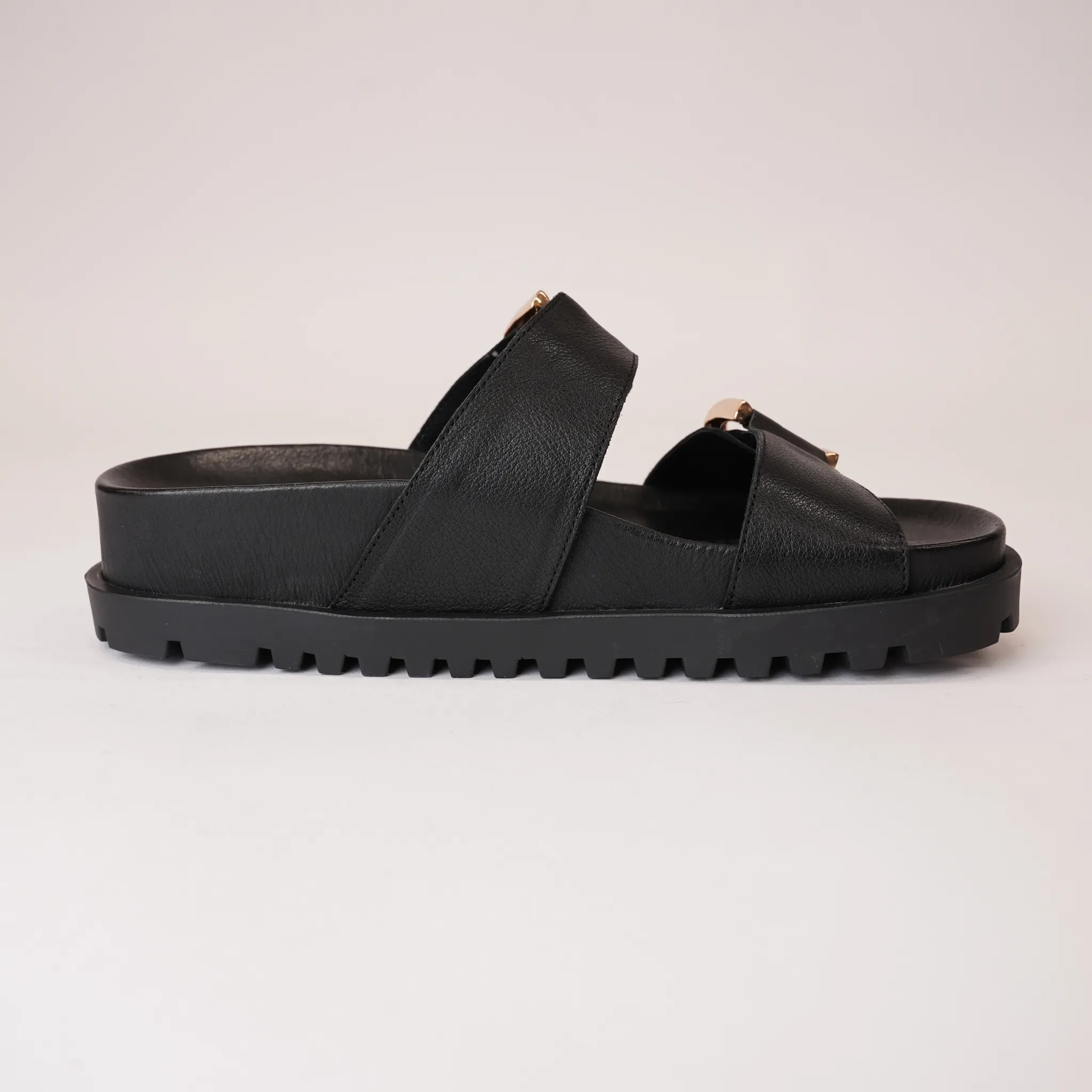 Ullana Black Leather Slides