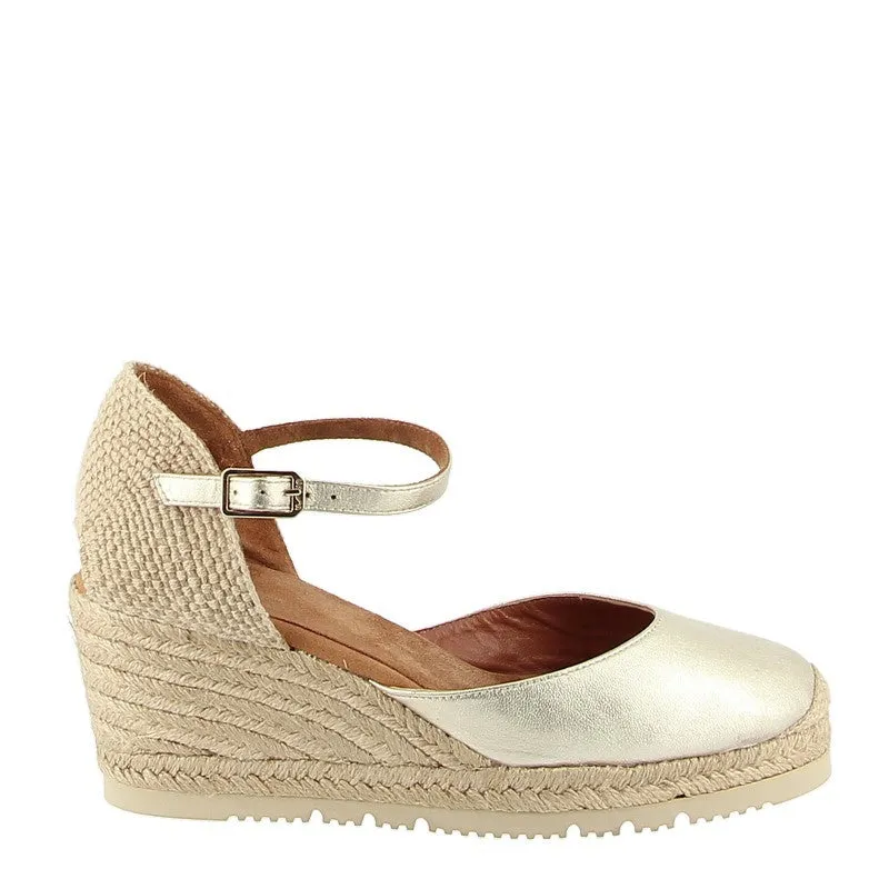 Unisa Caceres Gold Wedge Espadrille